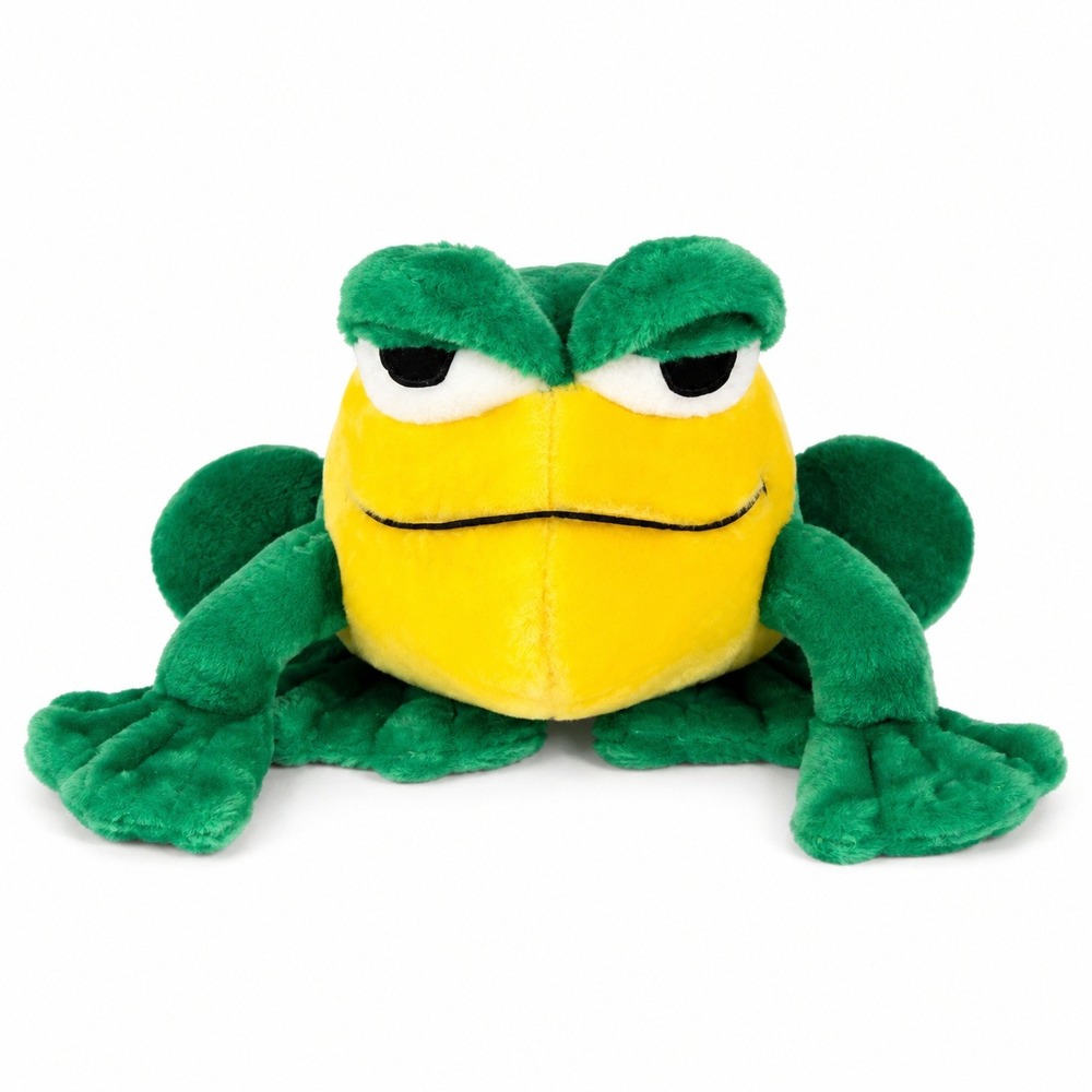 Play-By-Play Grumpy Frog Plush Unisex Small Green Yellow Excellent Vintage Toad